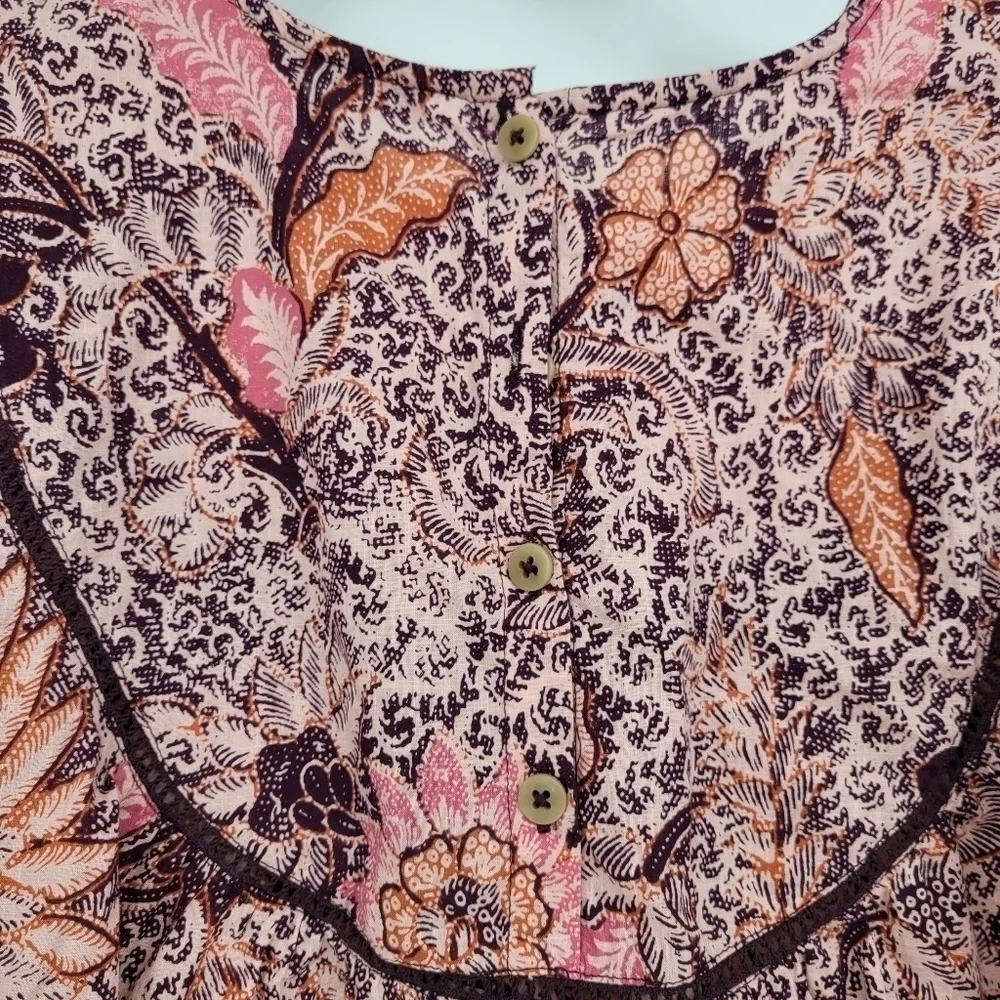 MADEWELL yoked short puff sleeve top in Bali bloom size Medium